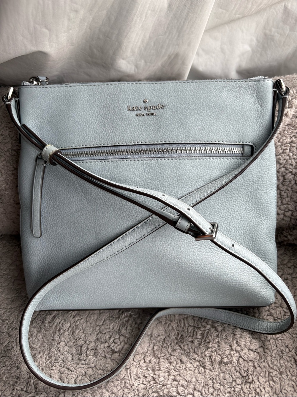 Kate Spade light blue pebbles leather crossbody bag EUC